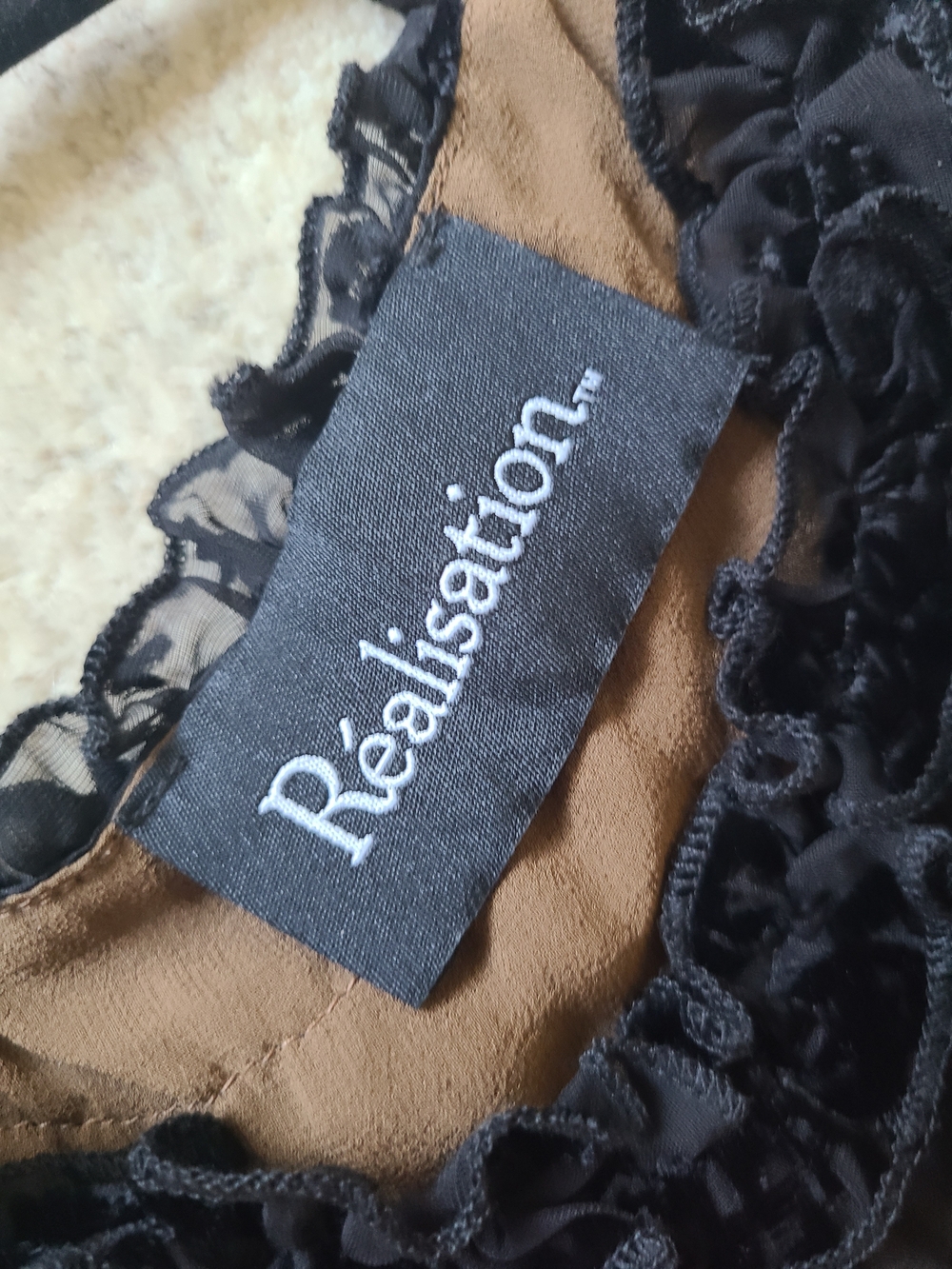 REALISATION PAR Anouk Velvet Devore Mini Dress in Black - Size Small - Picture 2 of 6